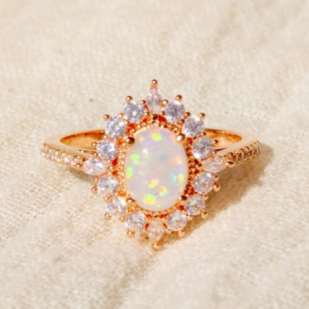 💎Gold plated Australian fire opal ring - Picture 2 of 5